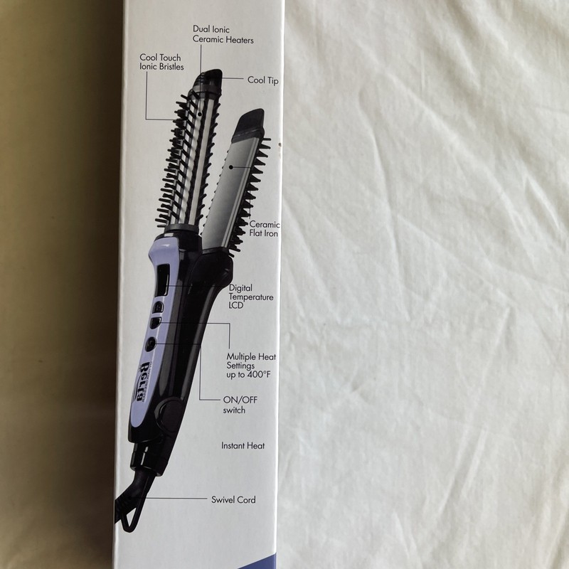 Berlla Hair Straightener Comb 1 in Ceramic 400°F Digital 5-Heat Black/Purple