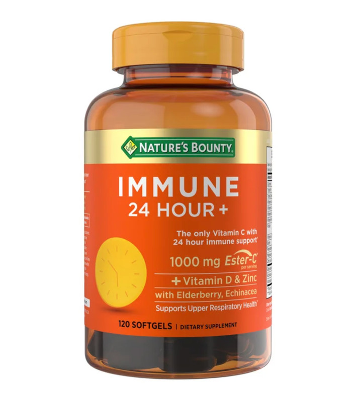Nature’s Bounty Immune 24 Hour + Immune Support Softgels, 1000mg Vitamin C (120