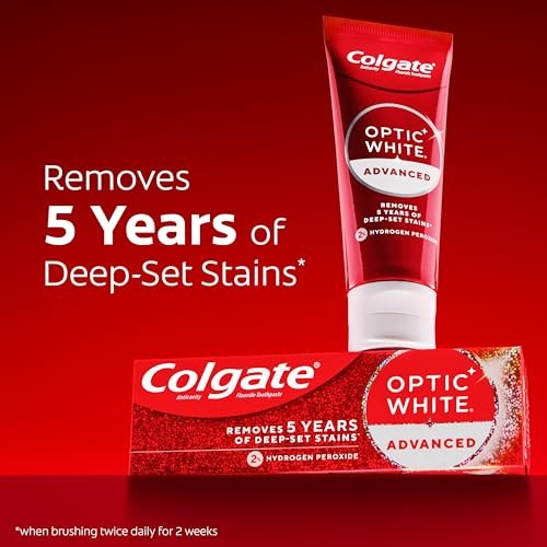Colgate Optic White Advanced Hydrogen Peroxide Toothpaste, Teeth Whitening Tooth gallery