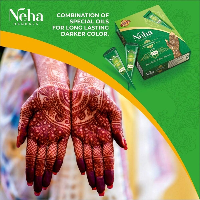 Neha Natural Henna Mehandi Temporary Tattoo Body Art Kit - 48 Cones gallery