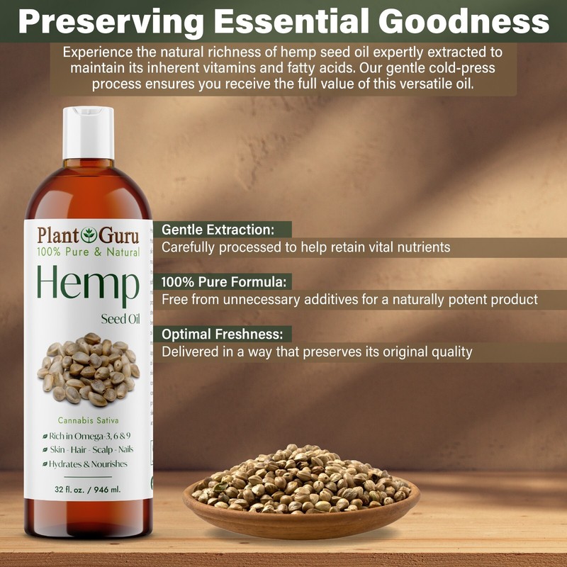 Hemp Seed Oil 4 oz. Cold Pressed 100% Pure Unrefined Natural gallery