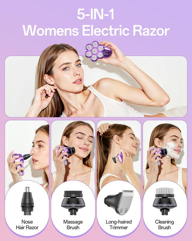 Weqoee 5-In-1 Electric Razors For Women 7D Magnetic Heads Full Body Shaver gallery