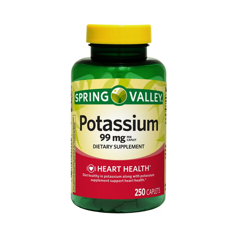 Spring Valley Potassium Caplets Dietary Supplement Value Size, 99 mg, 250 Count