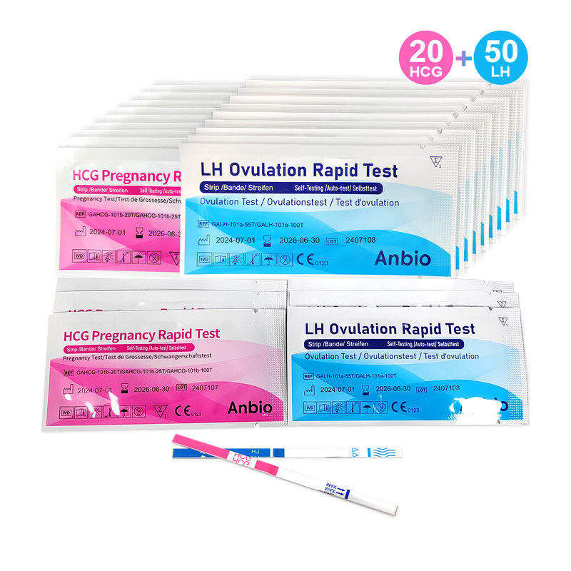 50 Ovulation test 25 miu/ml (LH) + 20 Early pregnancy test Strip 10 miu/ml (HCG)