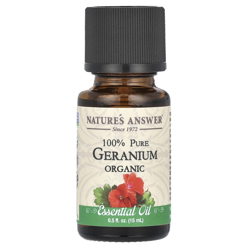 Nature s Answer Geranium Organic Essential Oil 0 5 fl oz 15 ml Gluten-Free,