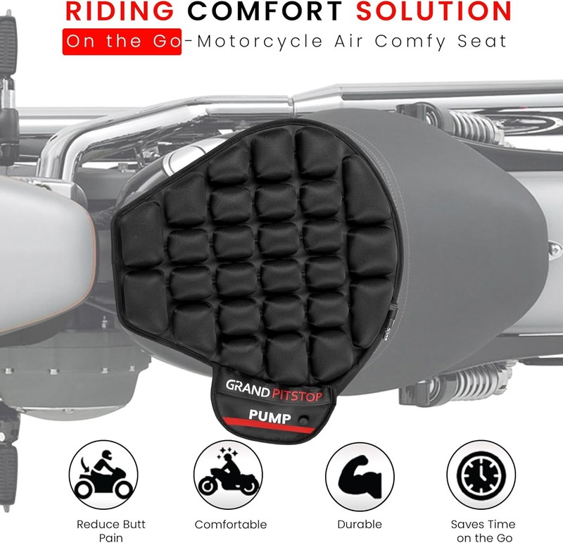 Motorcycle Air Seat Cushion with Air Filling Pump, Inflatable Bubble Air Pads wi gallery