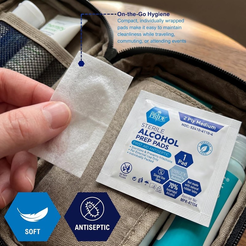 Med Pride Sterile Alcohol Prep Pads 200 Count 70% Isopropyl Antiseptic Wipes gallery