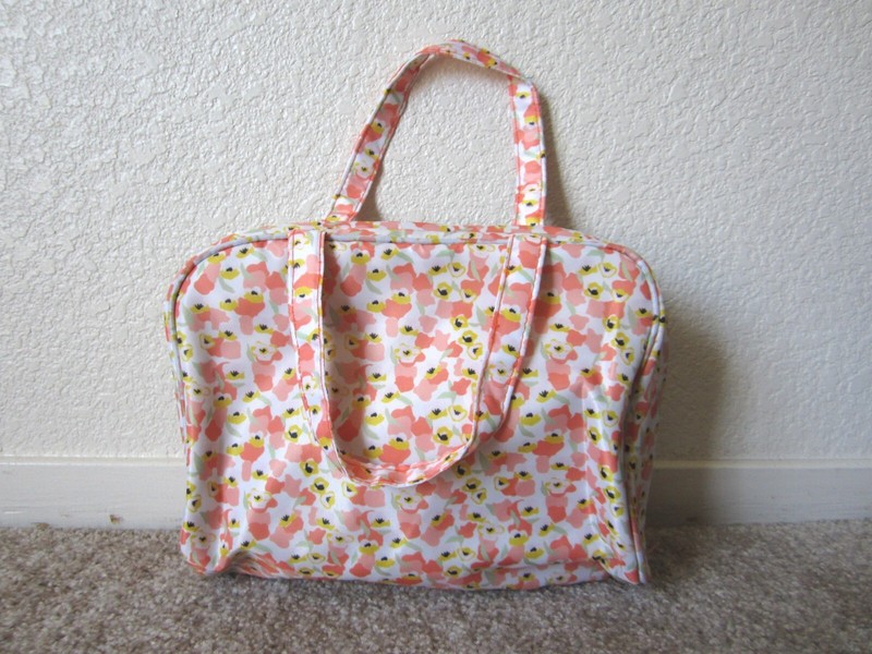 ULTA Beauty orange yellow floral makeup cosmetic bag w/ zipper
