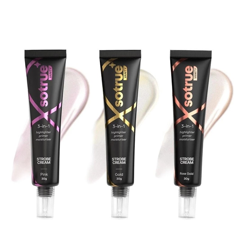 Sotrue Strobe Cream Pack of 3 Rose Gold Pink and Gold 30g