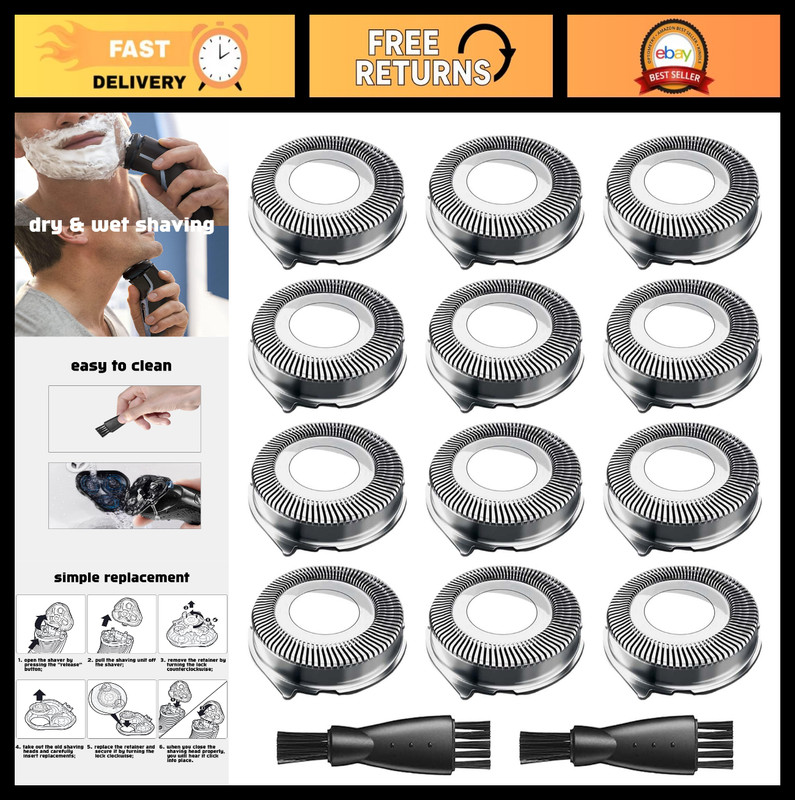 12 Pack Replacement Heads for Philips Norelco Shaver 2400, Electric Razor Blades
