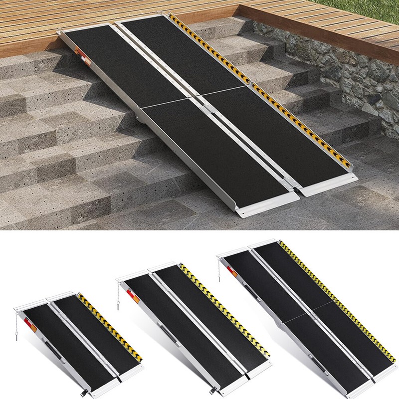 2-8ft Folding Aluminum Wheelchair Ramp Portable Mobility Scooter Non-Slip 600LB
