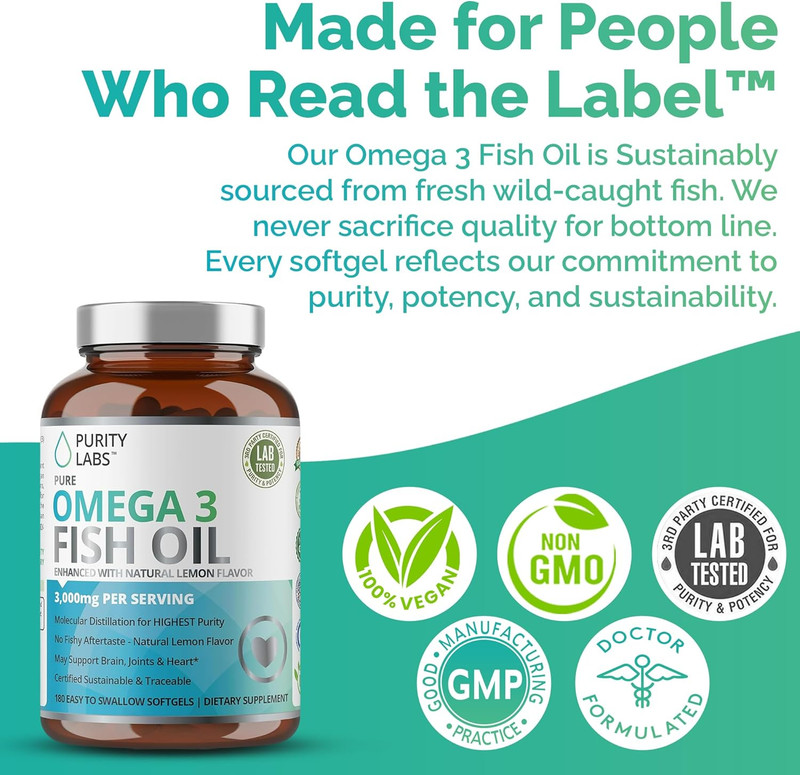 Omega 3 Fish Oil 3000Mg – DHA & EPA Omega 3 Fatty Acid Supplements to Support He gallery