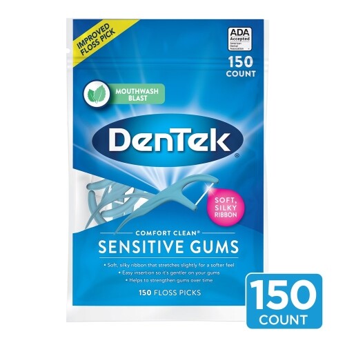 2 Pack DenTek Comfort Clean Floss Picks For Sensitive Teeth & Gums 150 Count Ea