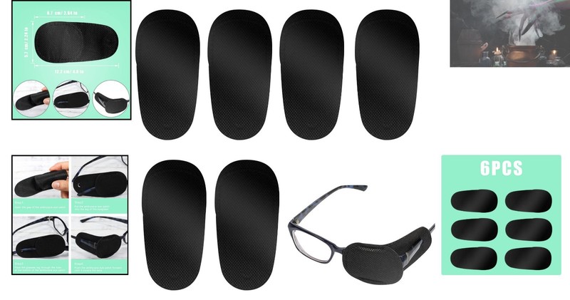6 Black Eye Patches for Glasses: Comfortable Non-Woven Fabric for Vision Care gallery