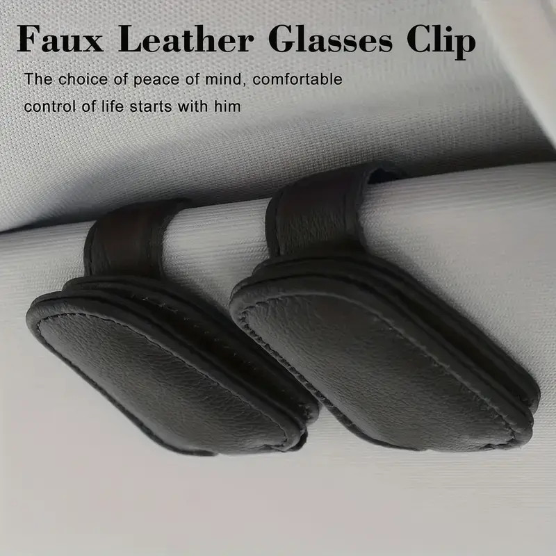 NEW Magnetic Leather Sunglasses Holder for Car Sun Visor Eyeglass Hanger Clip gallery