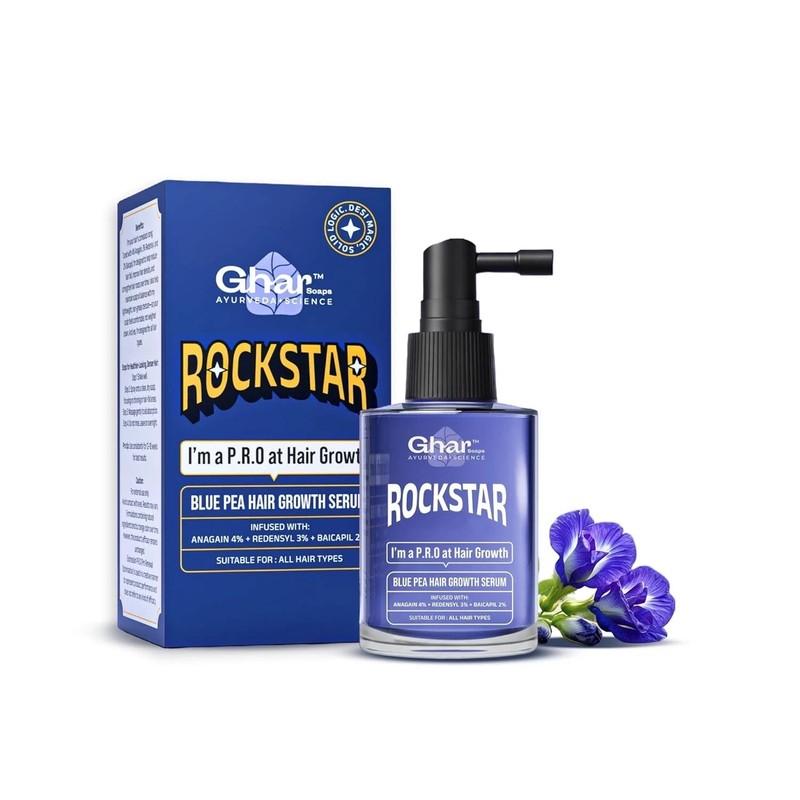 Rockstar Blue Pea Hair Growth Serum with 4% Anagain Thicker & Denser Hair 30ml