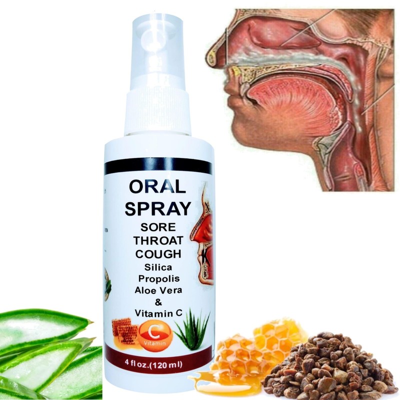 Sore Throat Cough Halitosis ORAL SPRAY SILICA Bee Propolis Eucalyptus ALKAVITA