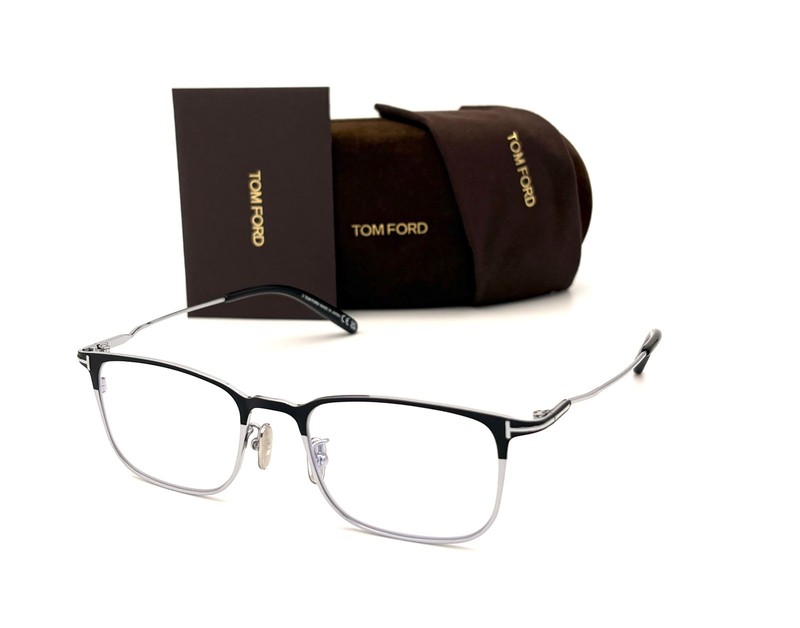 Tom Ford FT5929-B 002 Black Silver / Blue Block Clear 51mm Eyeglasses TF5929