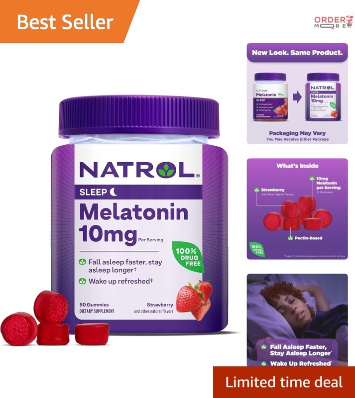 10 mg Melatonin Sleep Gummies – Vegetarian, Drug-Free, 90 Strawberry Treats