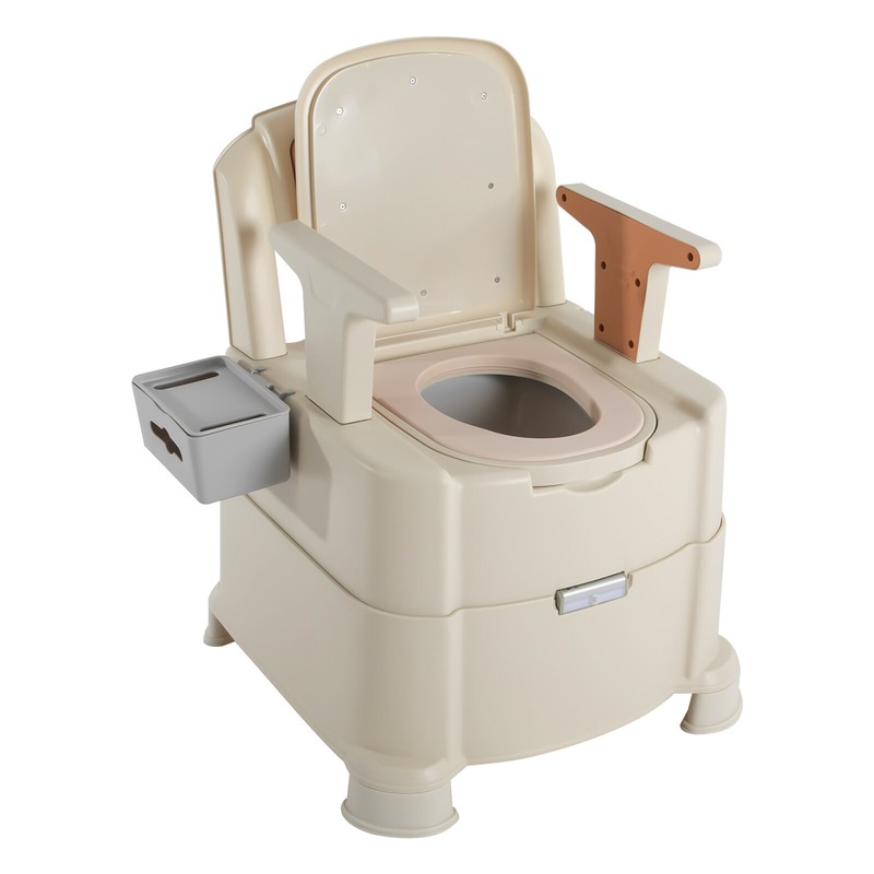 Portable Toilet Bedside Commode Floor Standing with Sensor Night Light Brown USA gallery