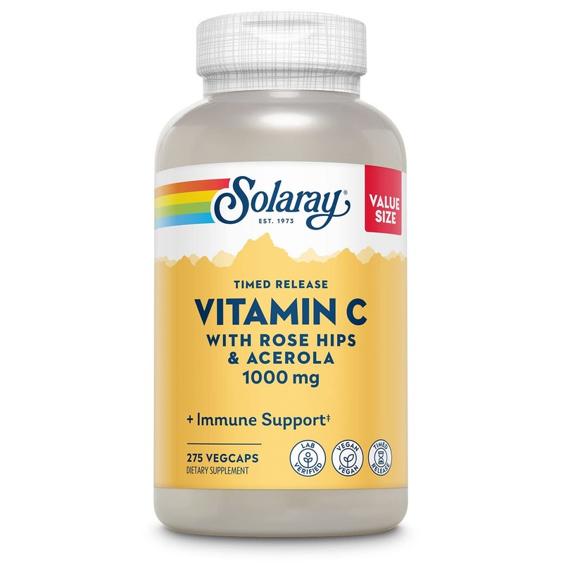 SOLARAY Vitamin C 1000mg – Time Release C 275 Count (Pack of 1), Red