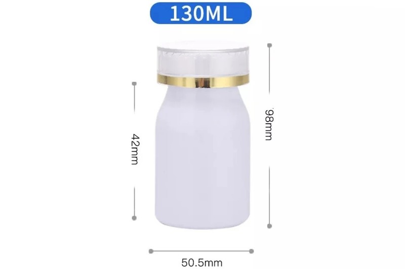 White 130/160mlPETG Supplement Bottles with Gold Caps–Pill &Vitamin Container gallery