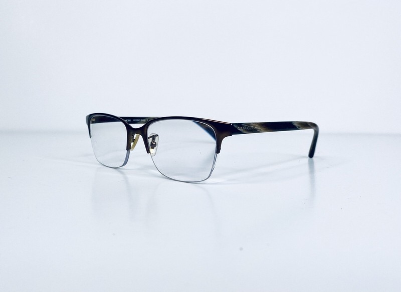 Coach Brown Metal Wayfarer Club Master Glasses W Wood Style Temples 50 17 135