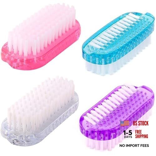 Nail Brush for Cleaning Fingernails Two Sided Hand Pink Purple Blue White