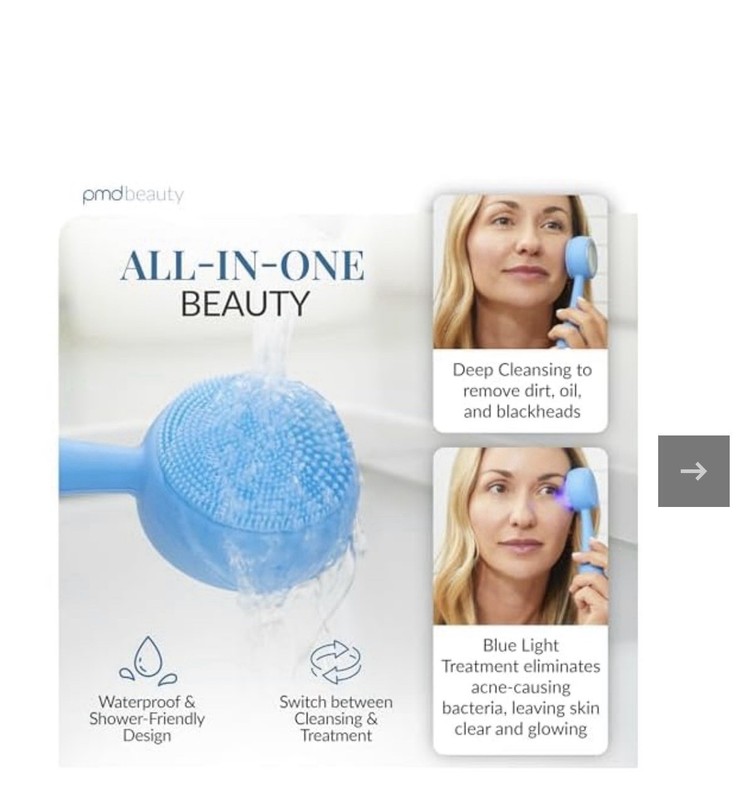 PMD Clean Acne Smart Facial Cleansing Device Blue Light Therapy Waterproof Blue