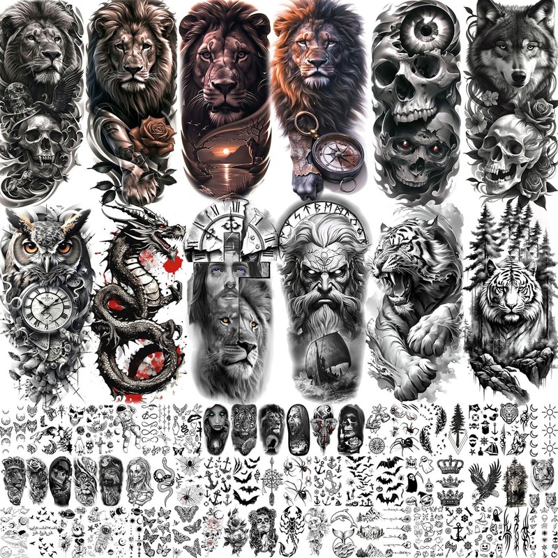 72 Sheets Waterproof Realistic Temporary Tattoos for Men Women Adults Body Art