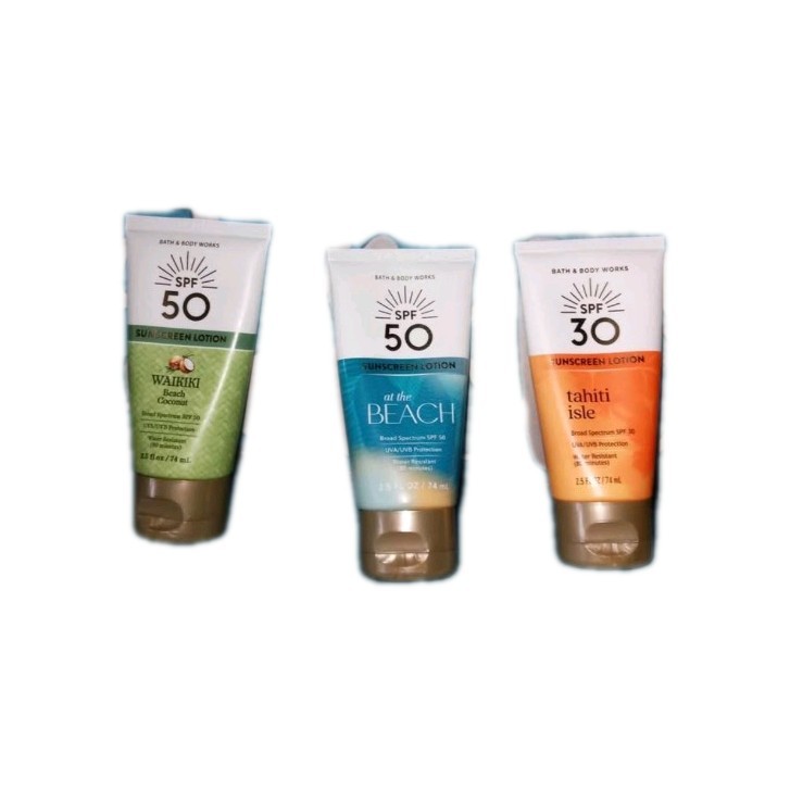 Lot of 3 Bath and Body Works SPF Sunscreen Body Lotion Summer 2.5 oz