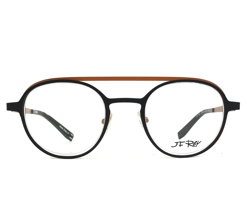JF Rey Eyeglasses Frames JF2769 0060 Matte Black Orange Semi Rimmed 47-22-147