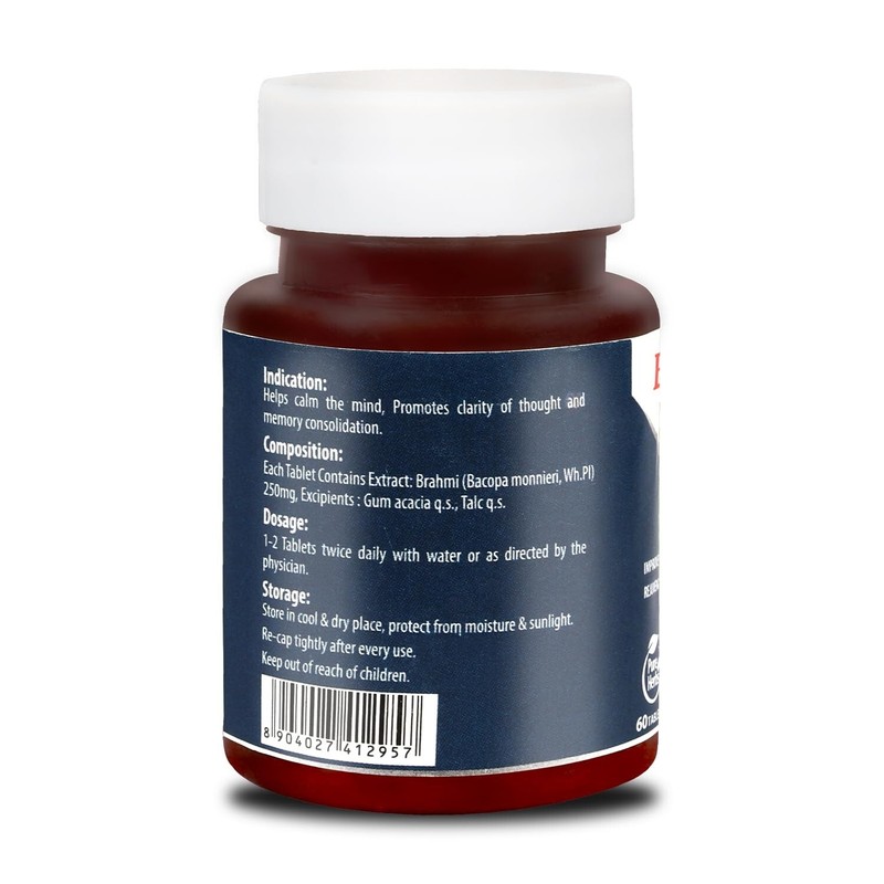 Brahmi Tablets For Mind and Memory Wellness Promotes Mind Relaxation, 60 tablets gallery