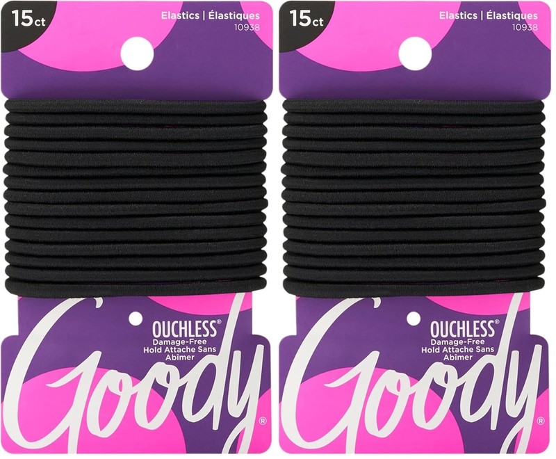 Ultra-Strong Hair Elastics in Black – Gentle Grip, Pack of 30 for Everyday Use