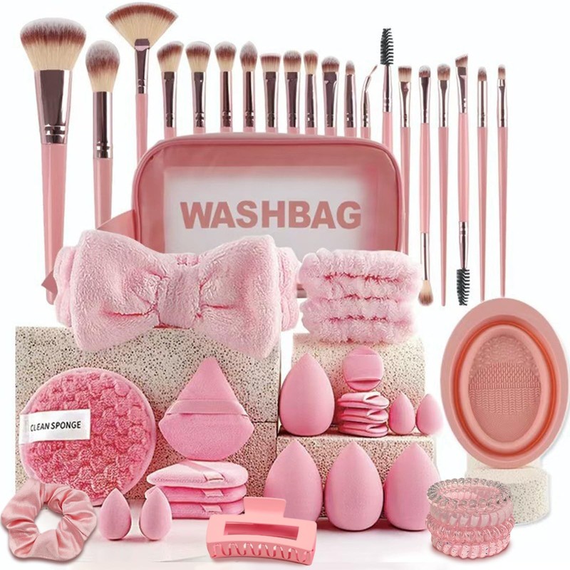 48pcs Pink Makeup Brush Set, Professional & Beginner-friendly Premium Synthet…