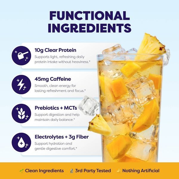 Javvy Clear Protein Refresher Strawberry Açaí & Mango Pineapple 2 Pack 10g Prote gallery