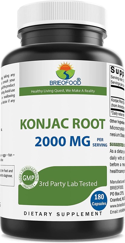 Brieofood Konjac Root Glucomannan 2000 mg per Serving 180 Vegetarian Capsules