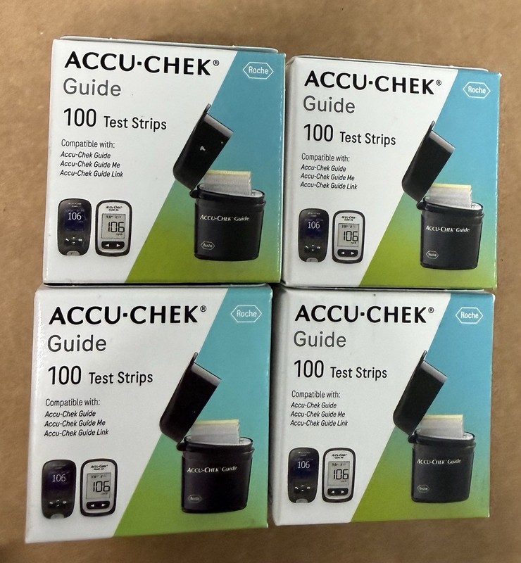 400 Accu-Chek Guide Test Strips 4 boxes of 100 Free Shipping Exp 7/2027