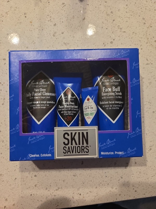 Jack Black Skin Saviors Set for Men– Face Scrub, Cleanser, Lip Balm, Moisturizer