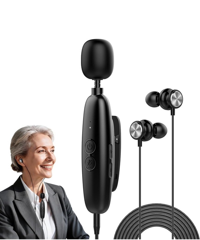 In-Ear Hearing Amplifier ITE Noise Reduction 7 Settings Rechargeable Black