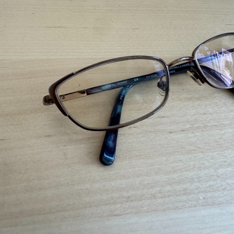 Cole Haan CH1028 Eyeglass Frames Brown Blue 52-17-130mm Rectangular Metal Unisex gallery
