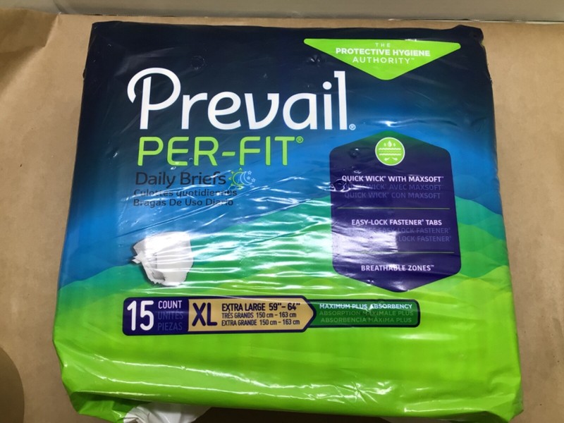PREVAIL Per‑Fit XL Daily Briefs Maximum Absorbency Adult Incontinence 60ct Box