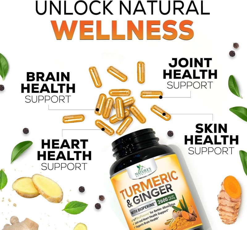 Turmeric Curcumin Supplement 2600mg - with Organic Ginger & Turmeric - BioPerine gallery