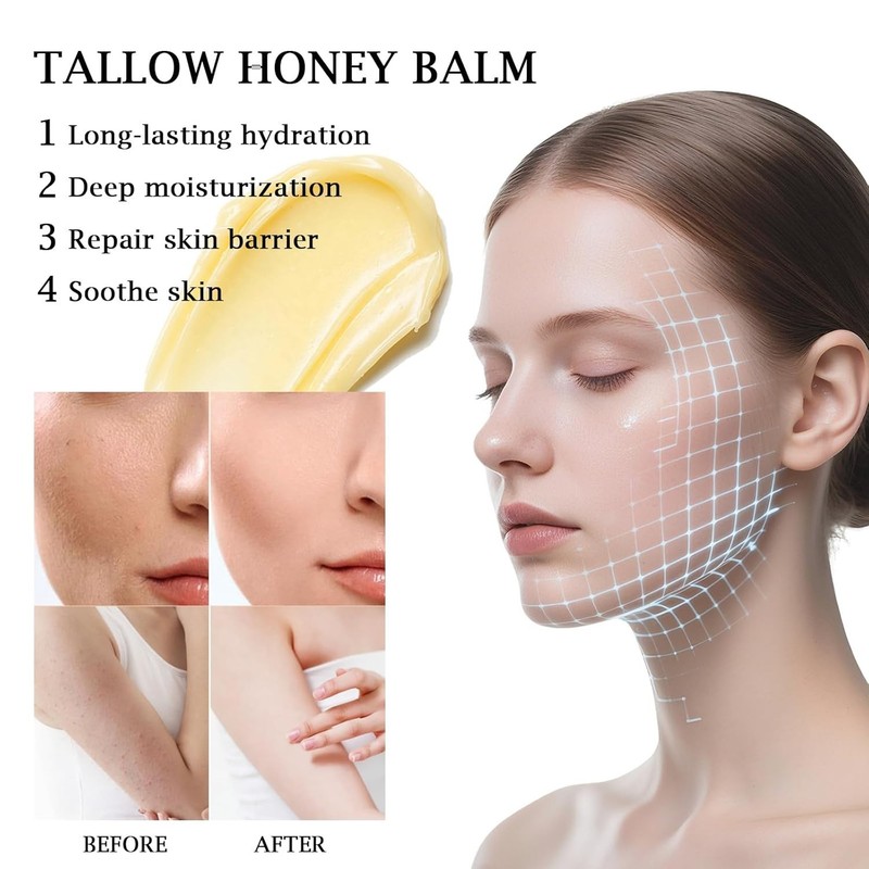 Grass Fed Beef Tallow Balm Face Body Moisturizer Honey Coconut Oil 3.88oz gallery
