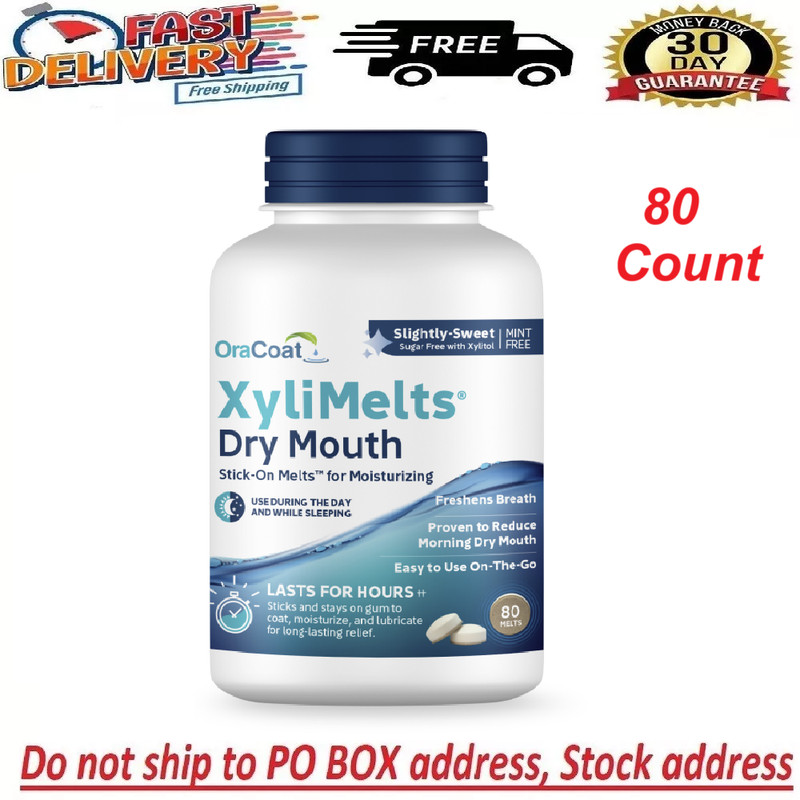 Oracoat Xylimelts for Dry Mouth, Mint Free, 80 Ct Box