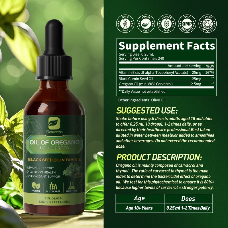 Oil of Oregano - Pure Wild Mediterranean Minimum 84% Carvacrol - Steam Distilled gallery