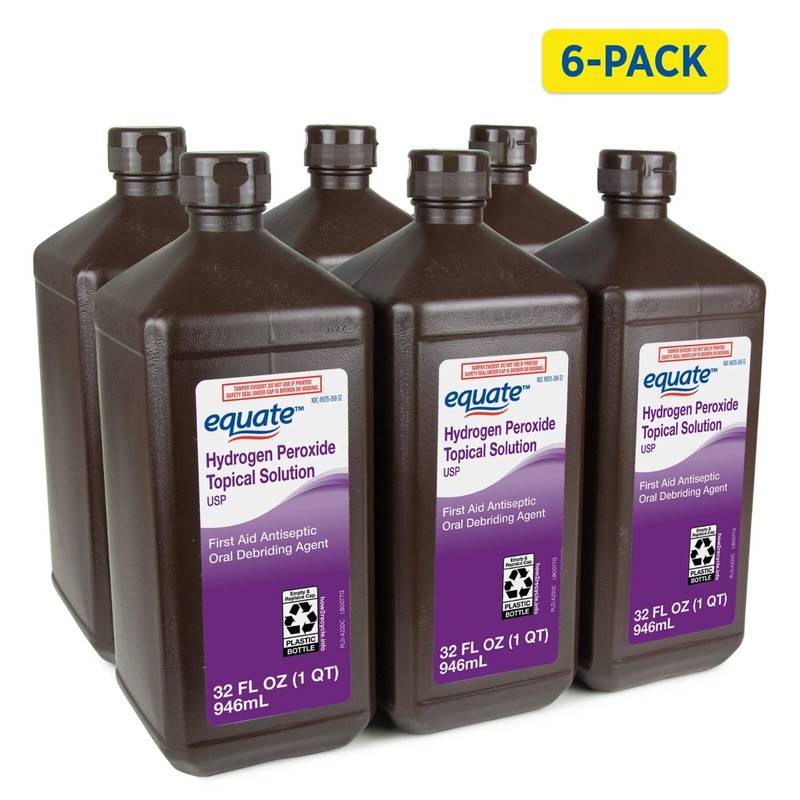 Equate 3% Hydrogen Peroxide Liquid Antiseptic – 32 fl oz, Pack of 6