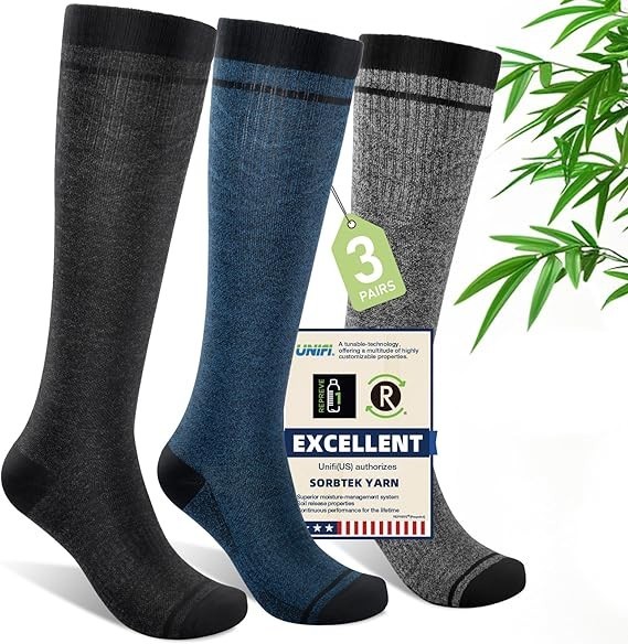3 pr. Iambamboo Compression Socks Women, Men 15-20 mmHg Bamboo Viscose Knee High