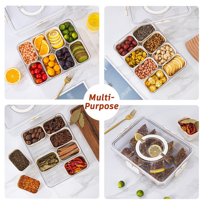 Divided Serving Tray with Lid and Handle Snackle Box Charcuterie Container for gallery