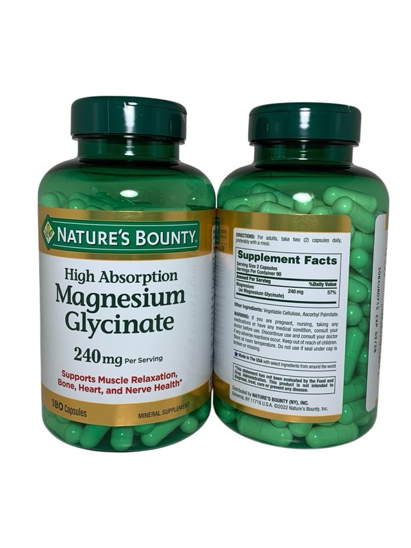 Nature’s Bounty Magnesium Glycinate 240 mg, 180 Capsules (2 Pack), Exp:02/28 gallery